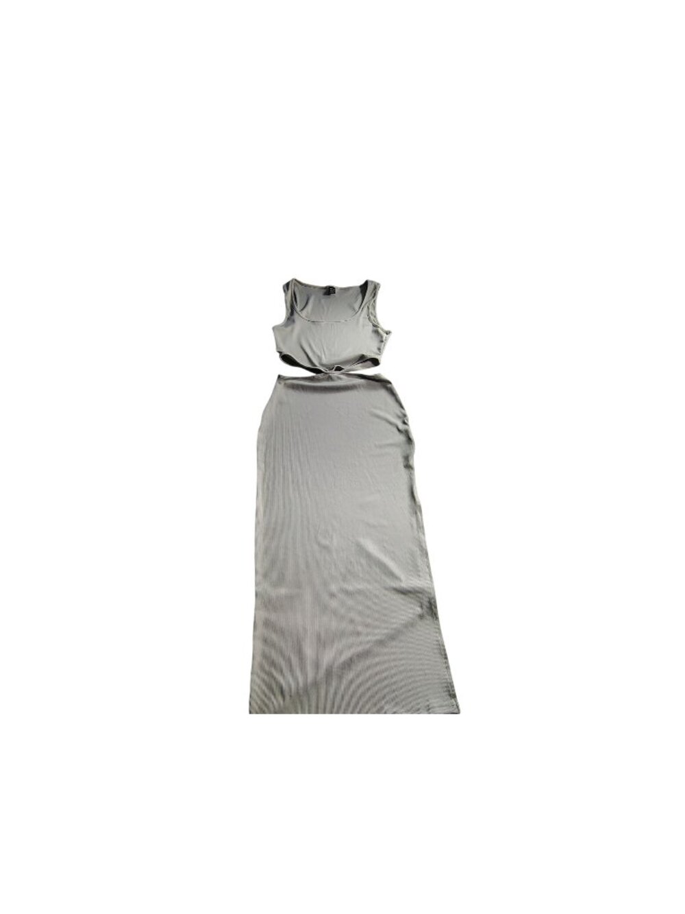 Shein Womens Sleeveless Ribbed texture Maxi Dress With Side Slit - Size S Gray